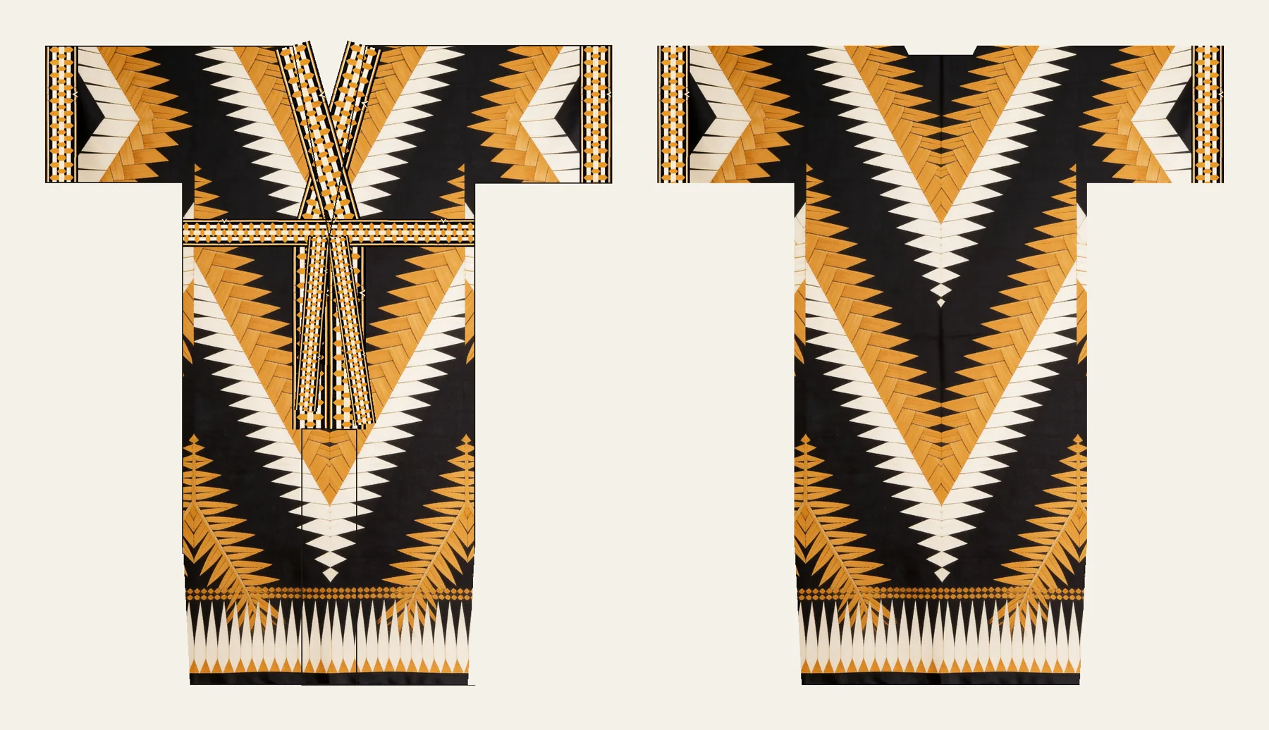 Anyaman kimono, front and back, flat