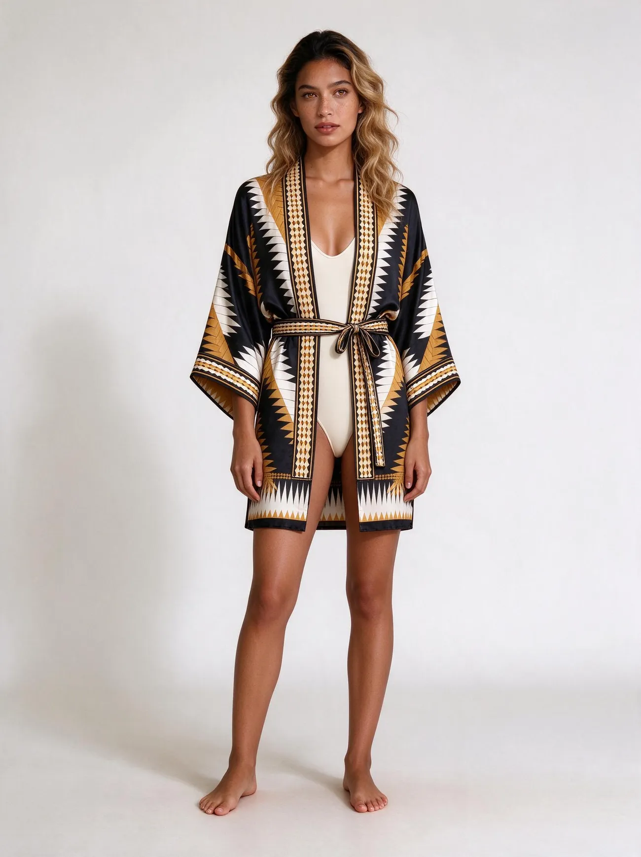 Anyaman silk kimono, short