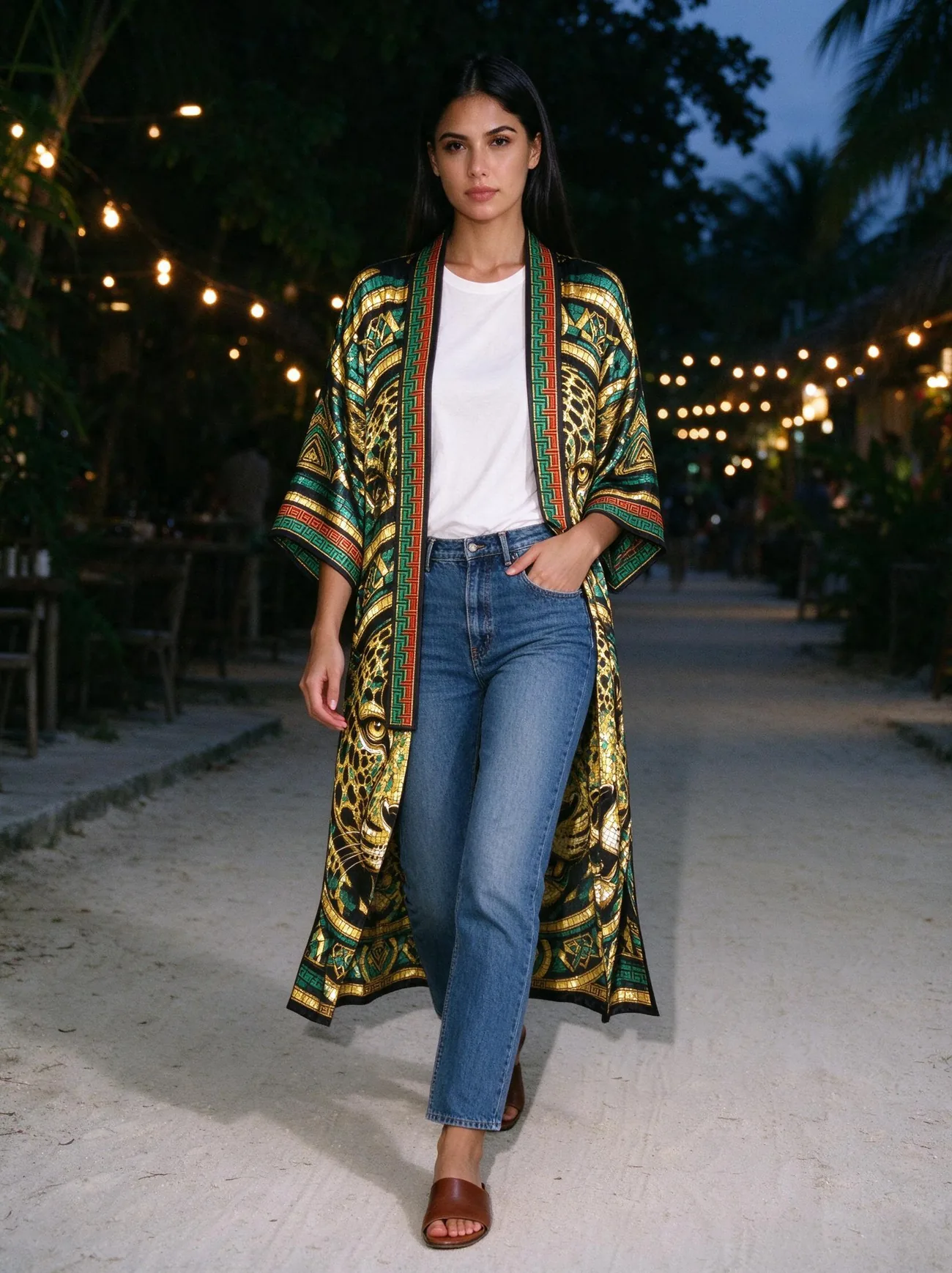 Balam kimono, in the evening, over jeans