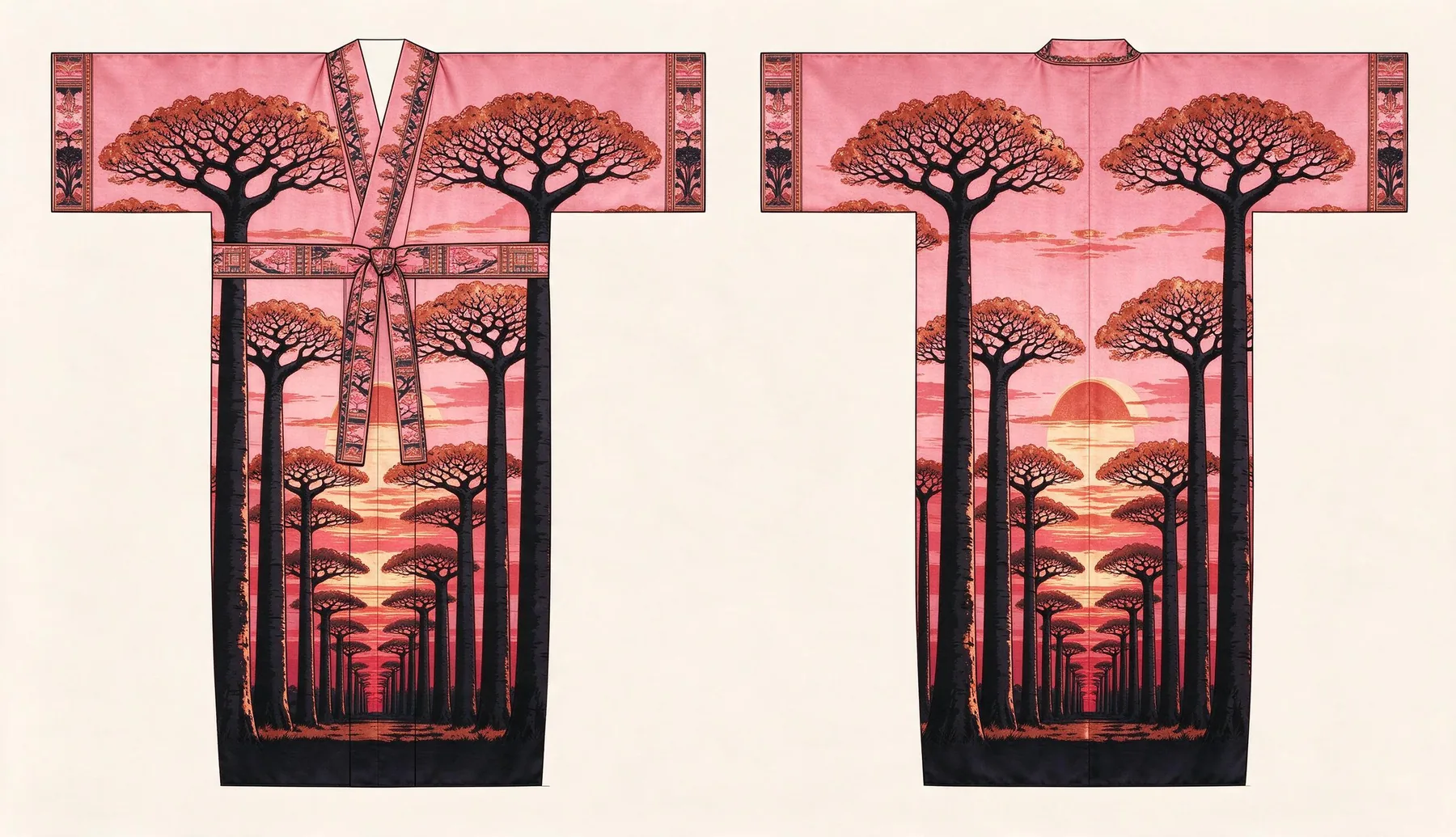 Baobab kimono, front and back, flat