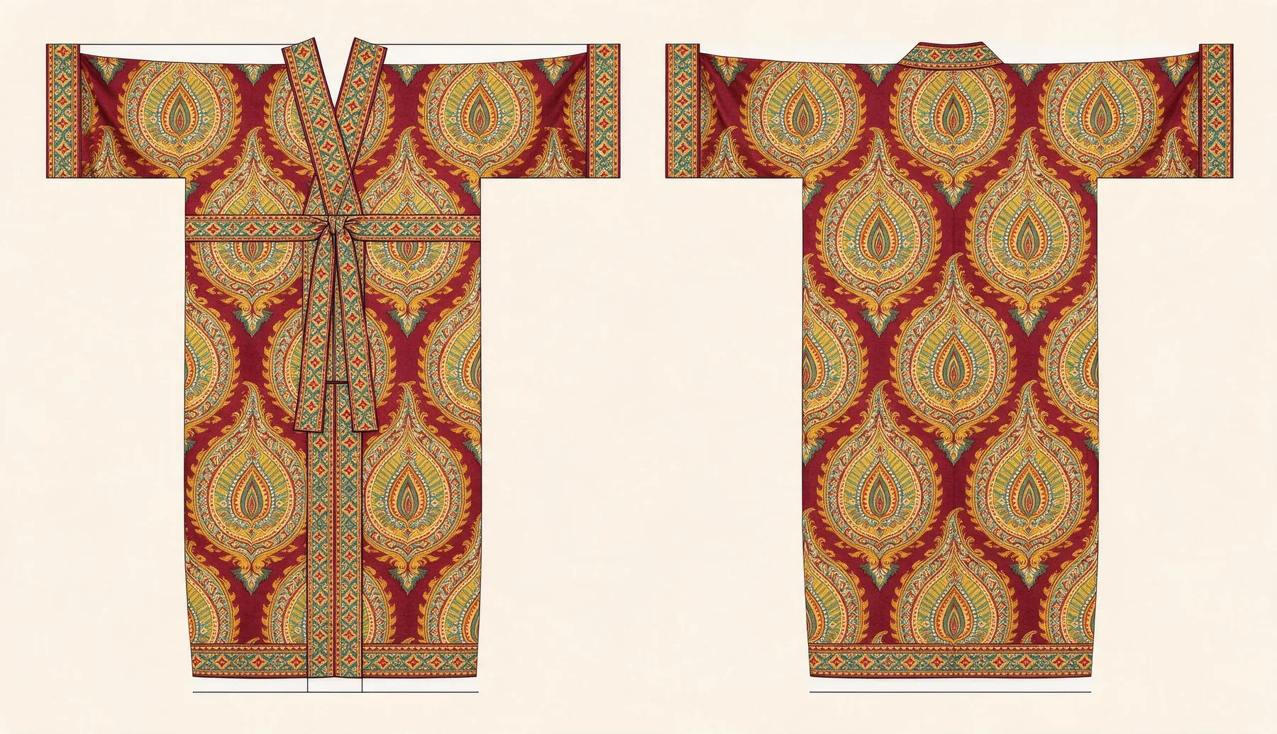 Buta kimono, front and back, flat