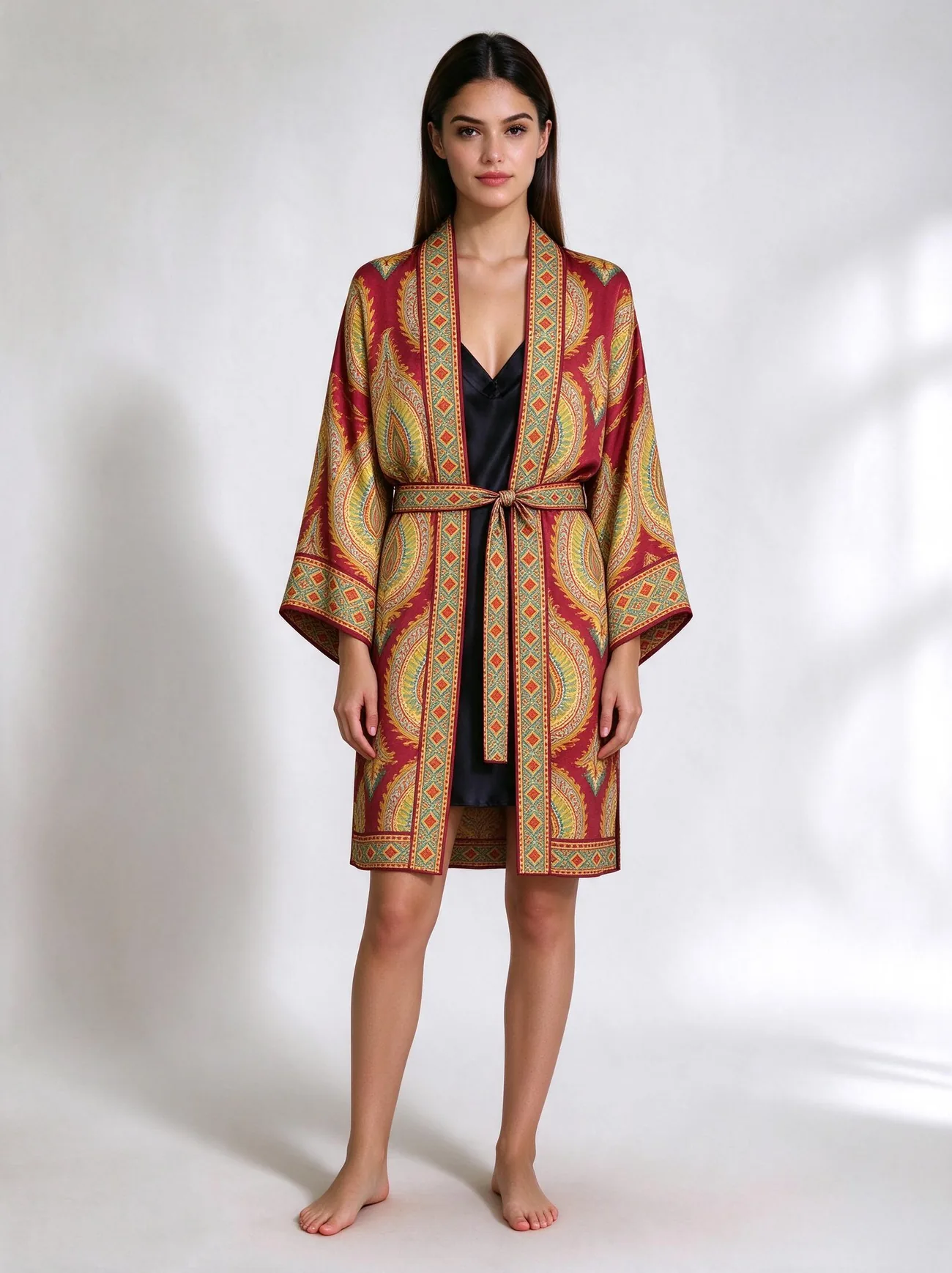 Buta silk kimono, short