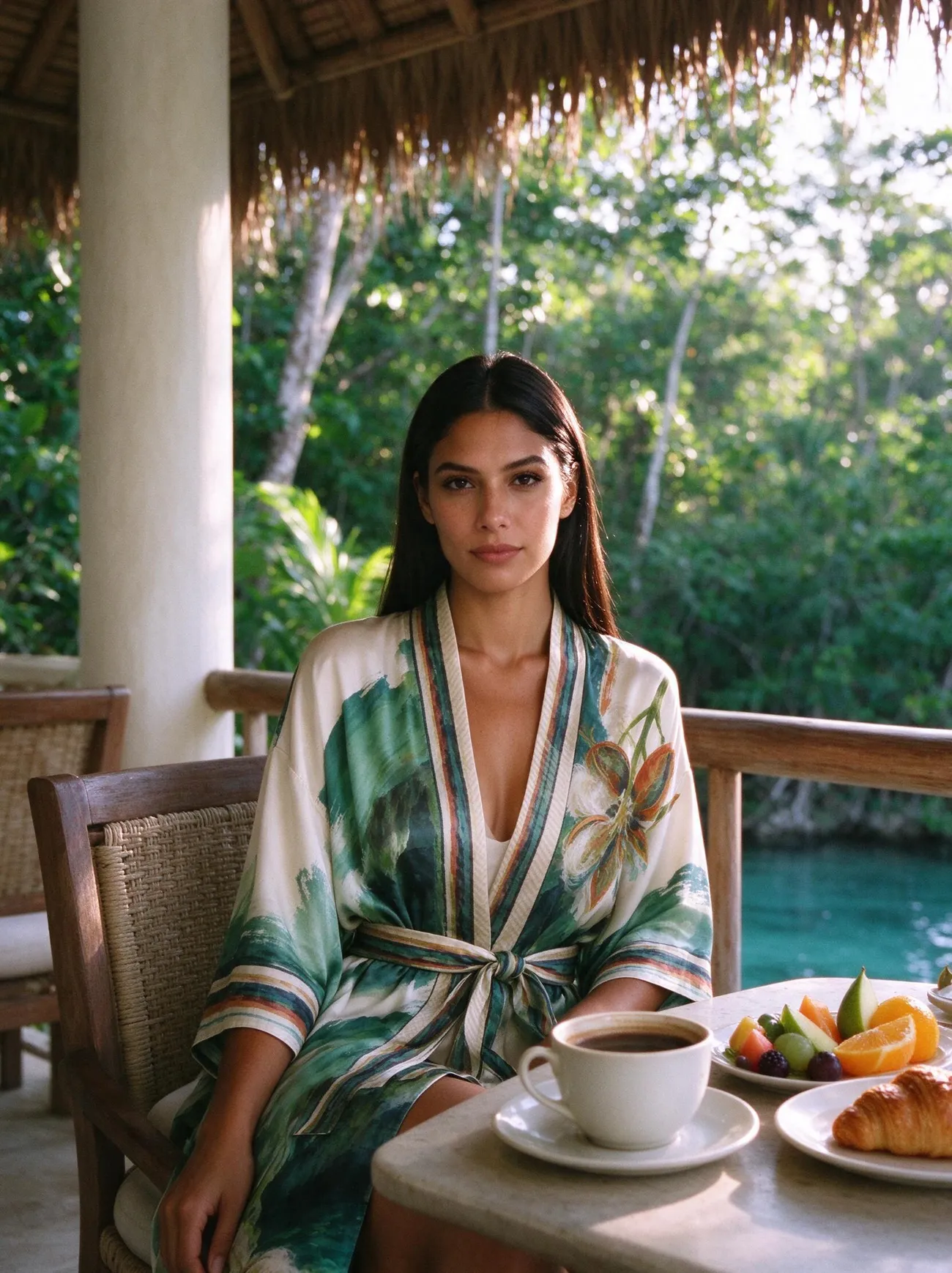Cenote kimono, belted for dinner