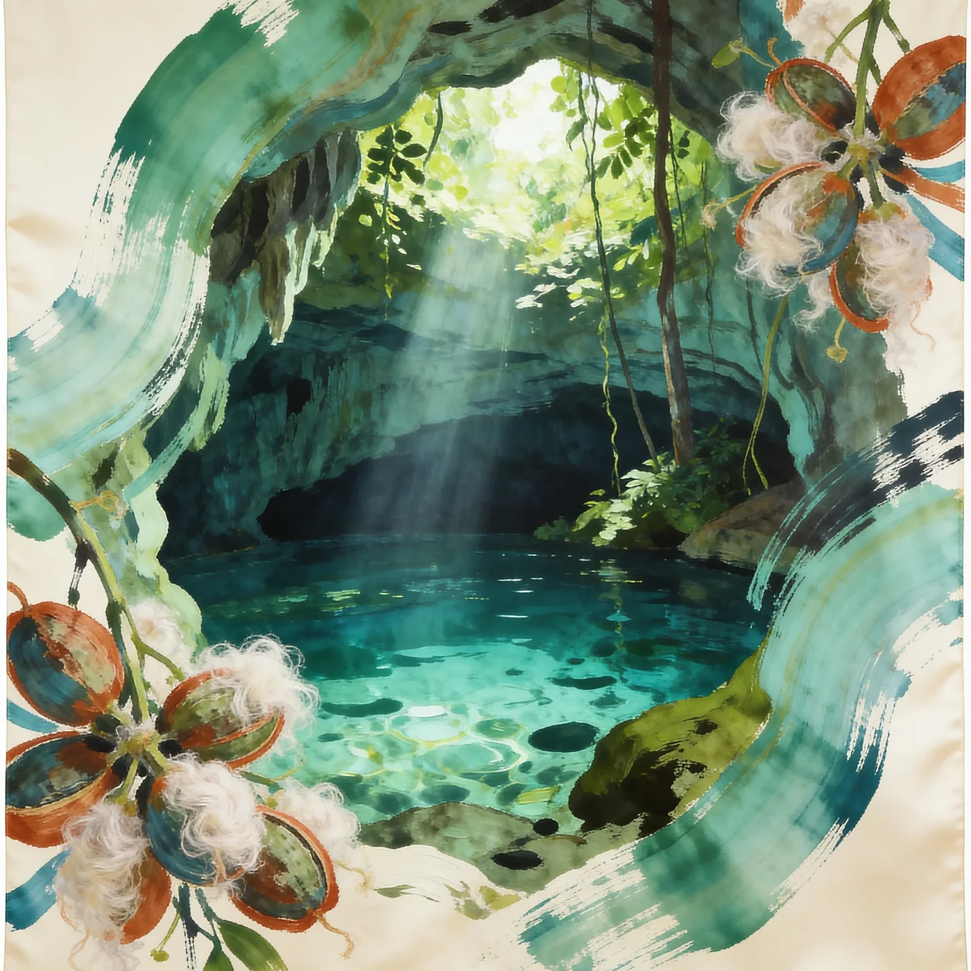 Cenote kimono, the print