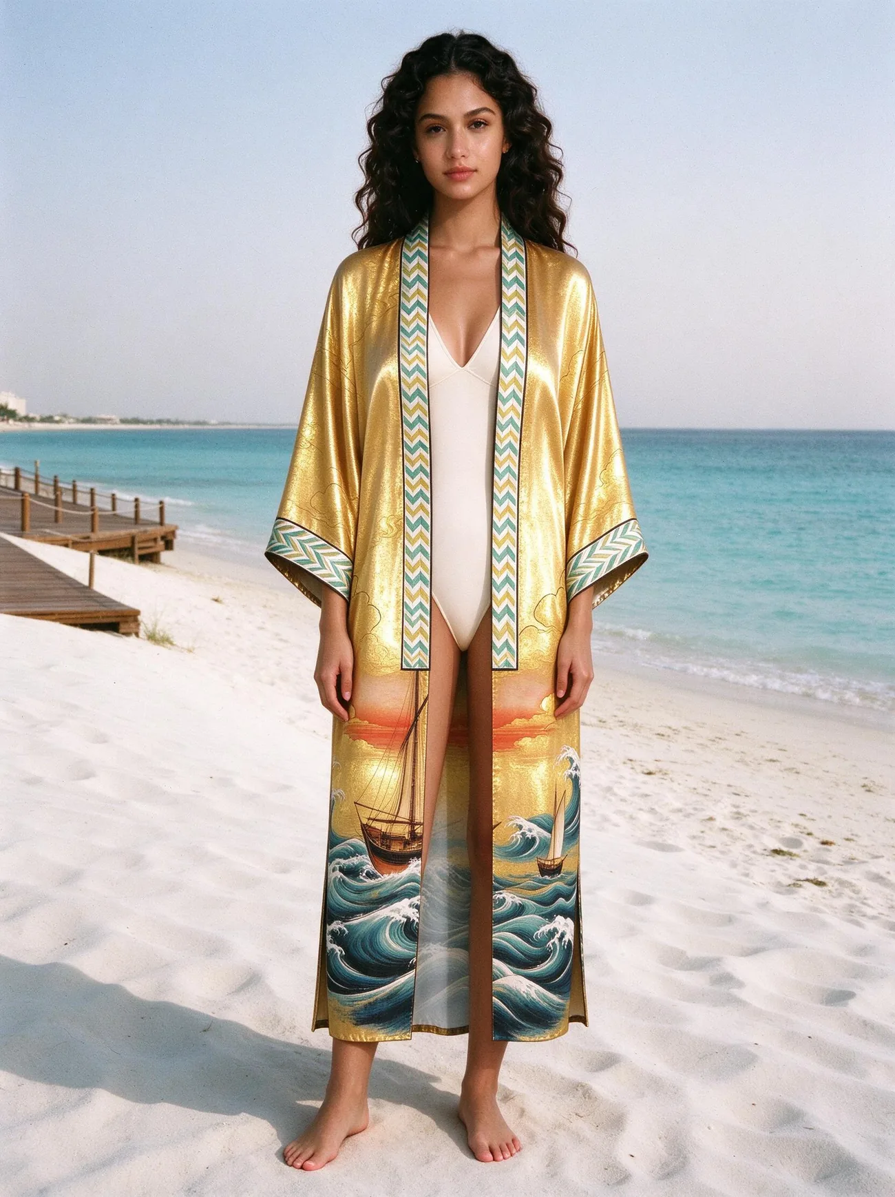 Dhow kimono, over a swimsuit, Saadiyat