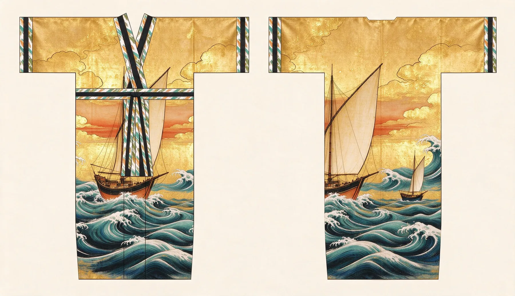 Dhow kimono, front and back, flat