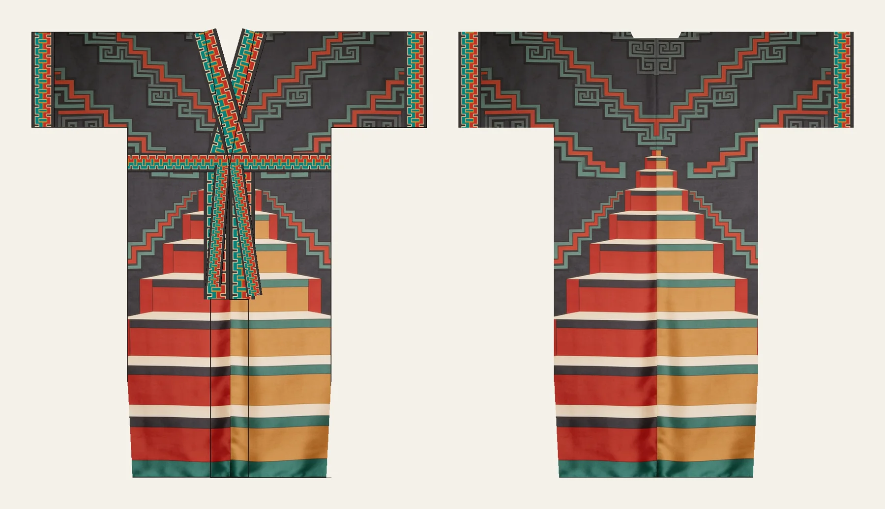 Escalera kimono, front and back, flat