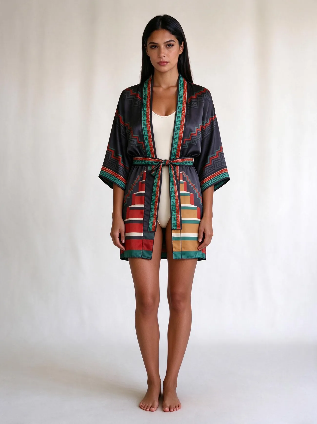 Escalera silk kimono, short