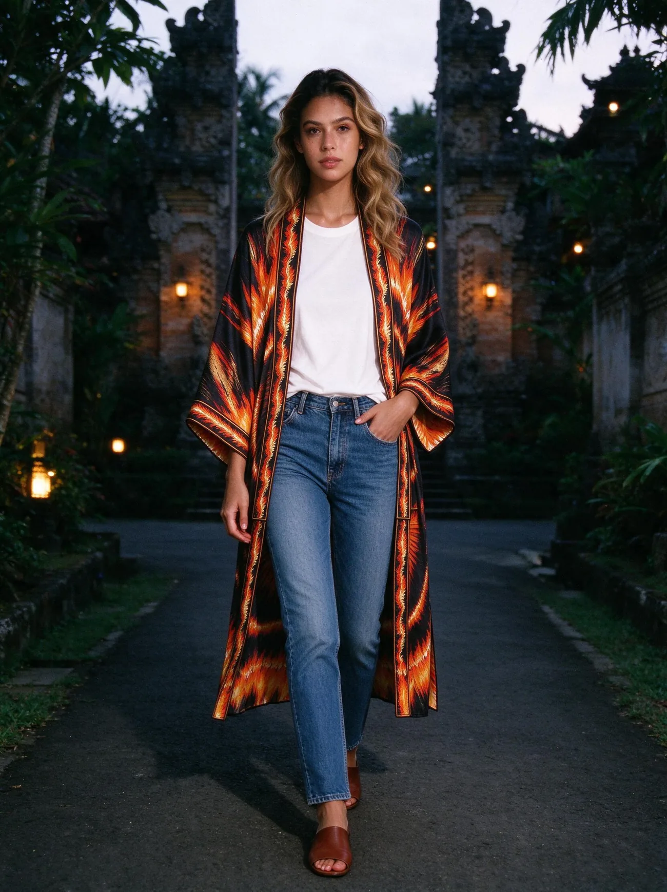 Kecak kimono, in the evening, over jeans