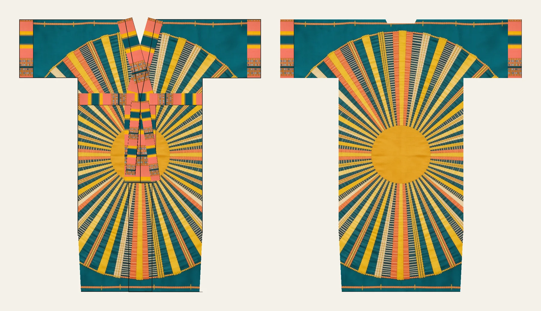 Lamba kimono, front and back, flat