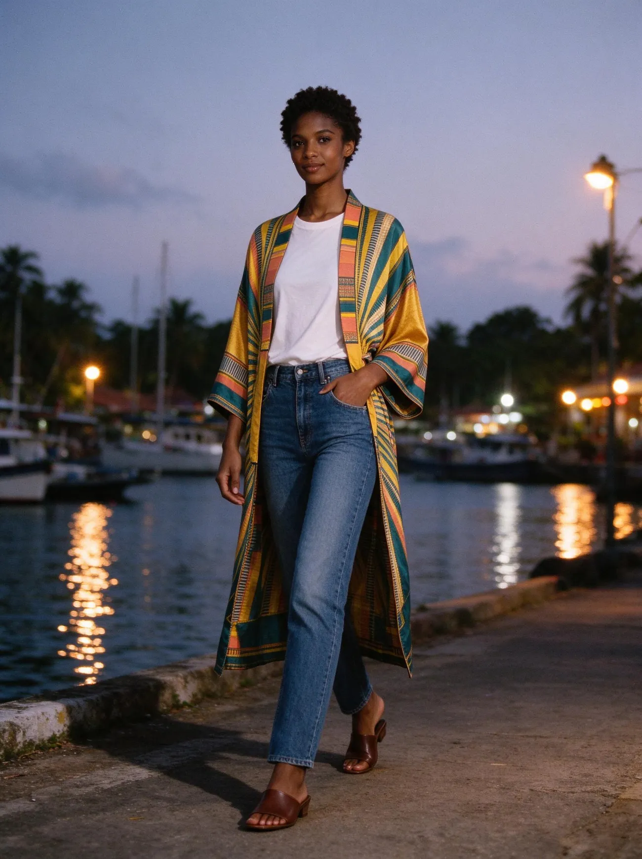 Lamba kimono, in the evening, over jeans
