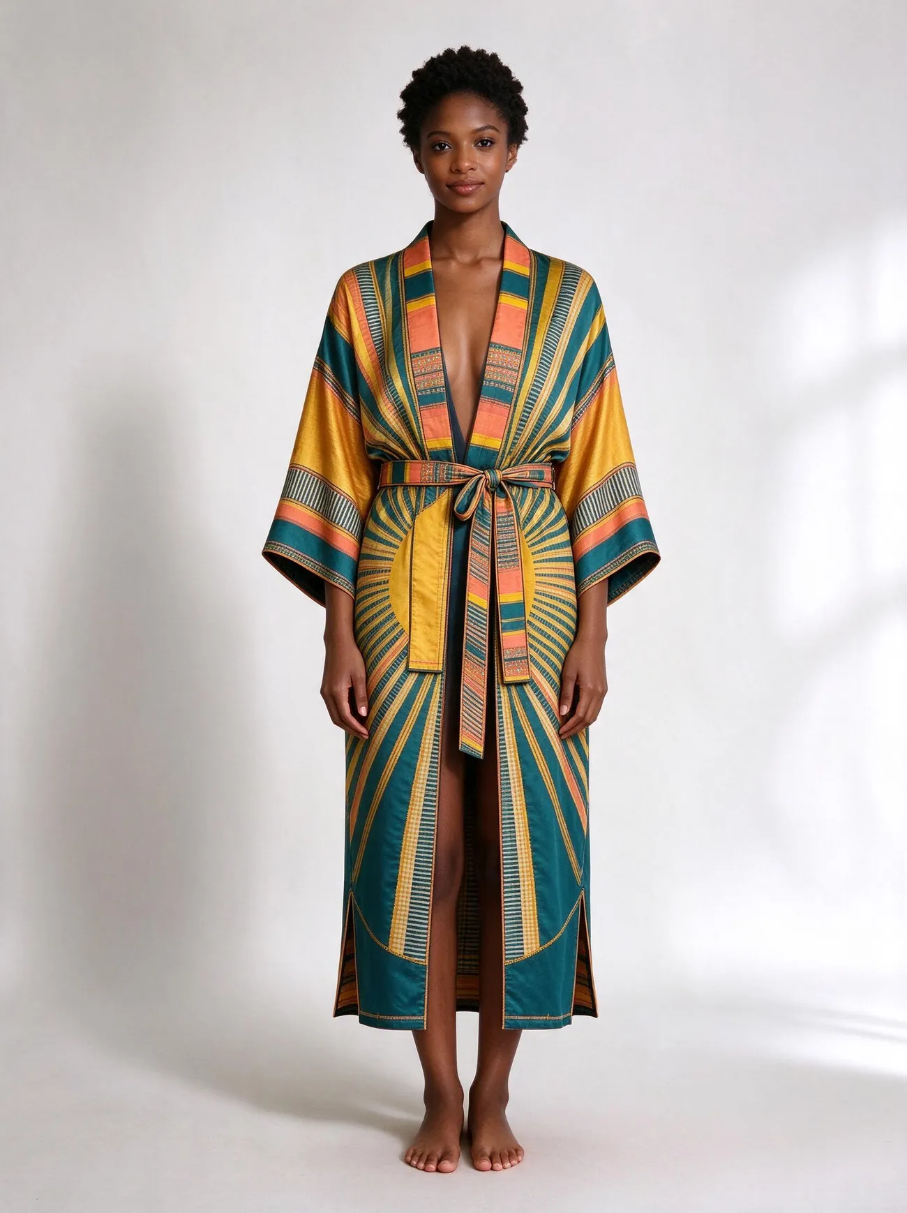 Lamba kimono, belted, worn as a dress
