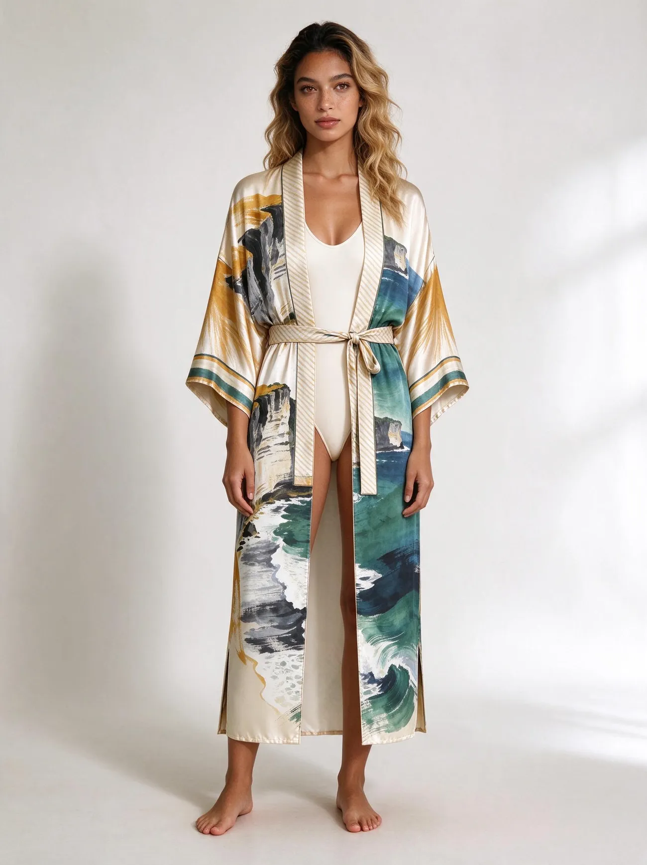 Ombak silk kimono