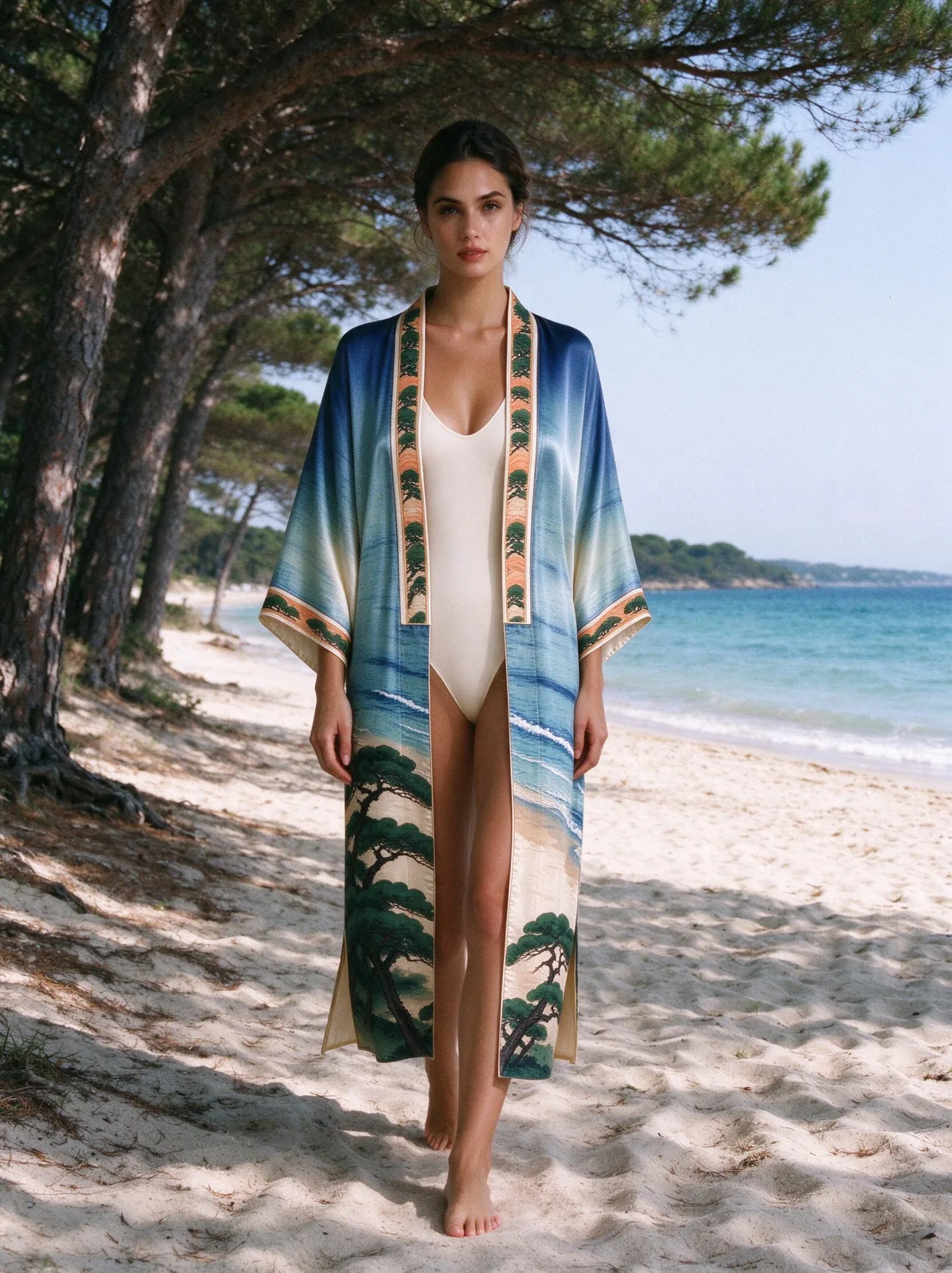 Pampelonne kimono, over a swimsuit, Saint-Tropez