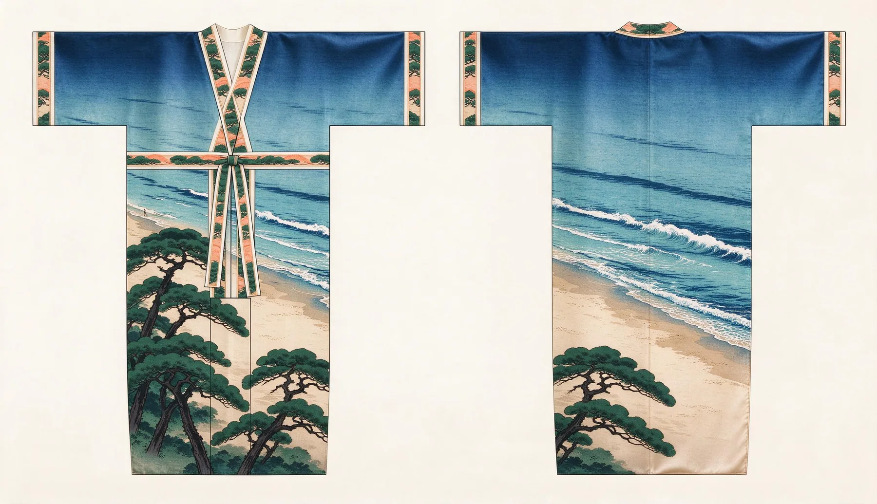 Pampelonne kimono, front and back, flat