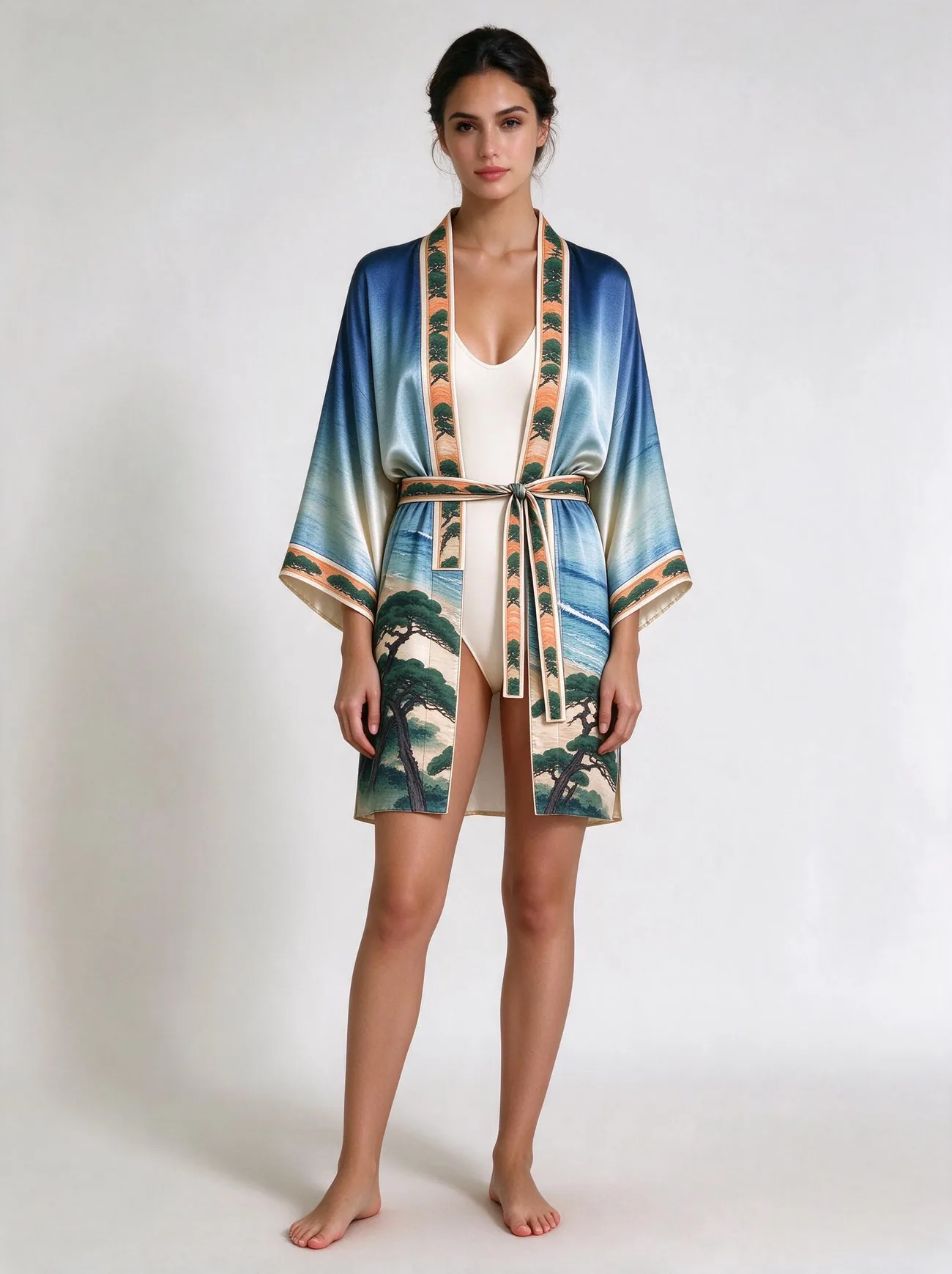 Pampelonne silk kimono, short