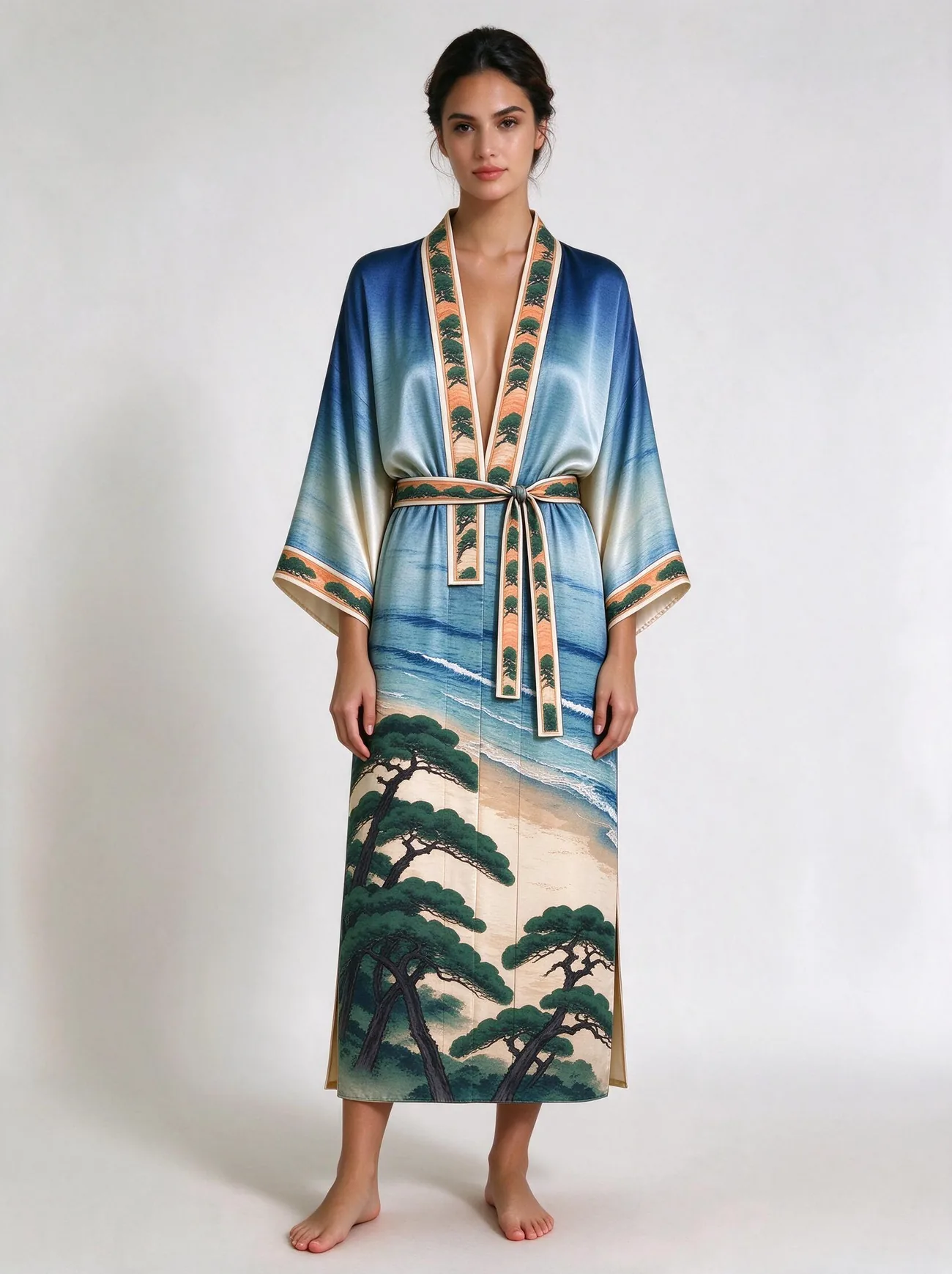 Pampelonne kimono, belted, worn as a dress