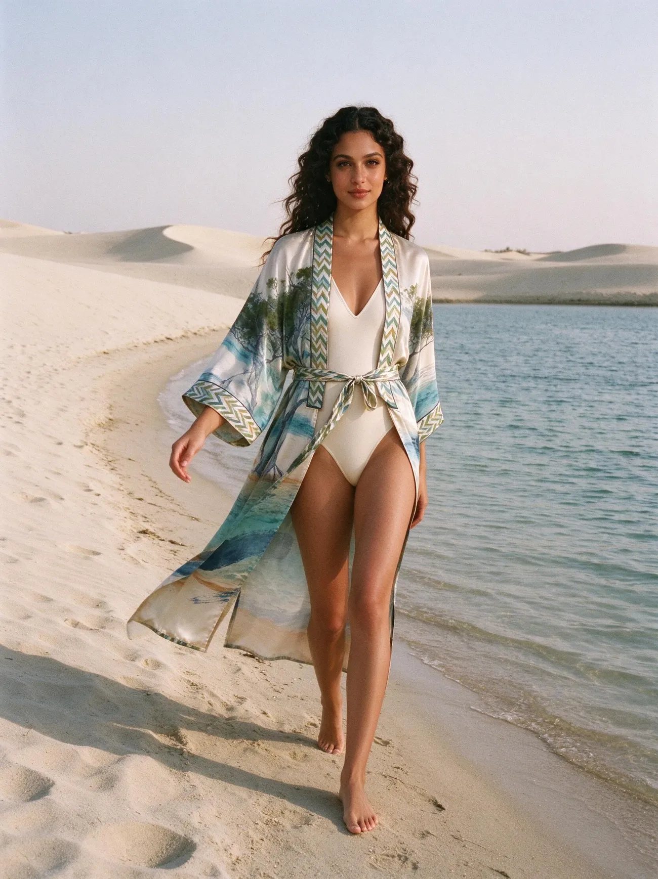 Qurm kimono, over a swimsuit, Saadiyat