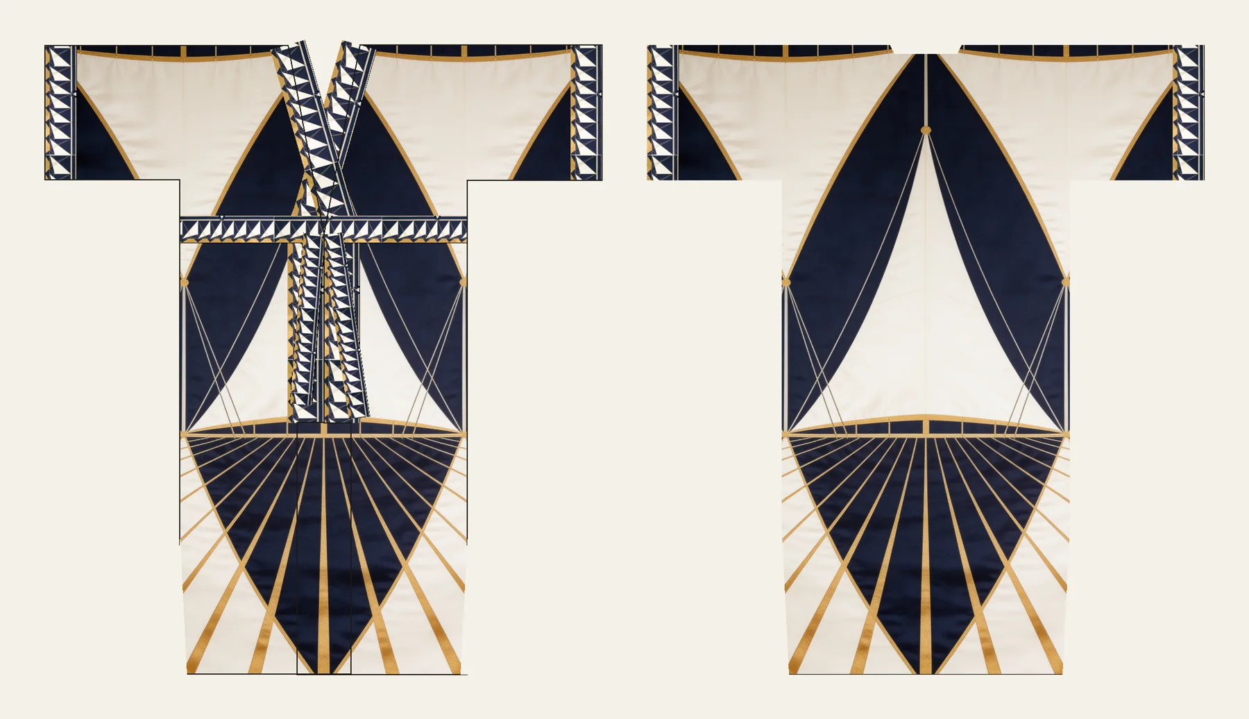 Ramatuelle kimono, front and back, flat