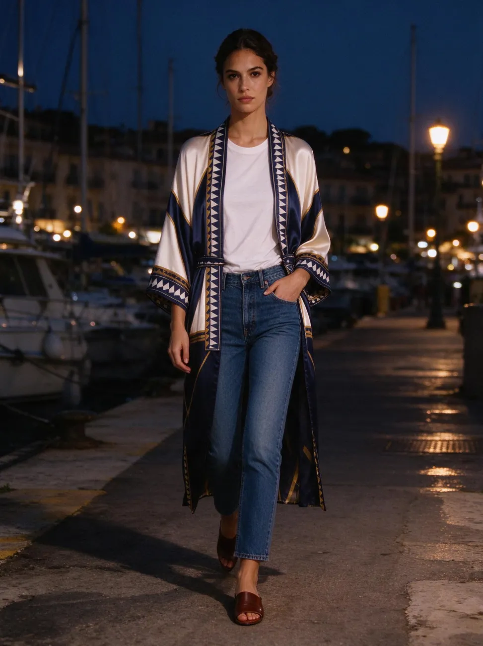 Ramatuelle kimono, in the evening, over jeans