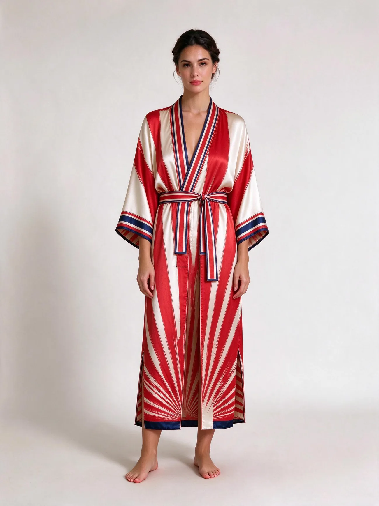 Sénéquier kimono, belted, worn as a dress