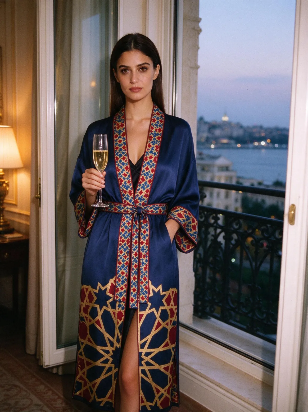 Shebeke kimono, belted for dinner