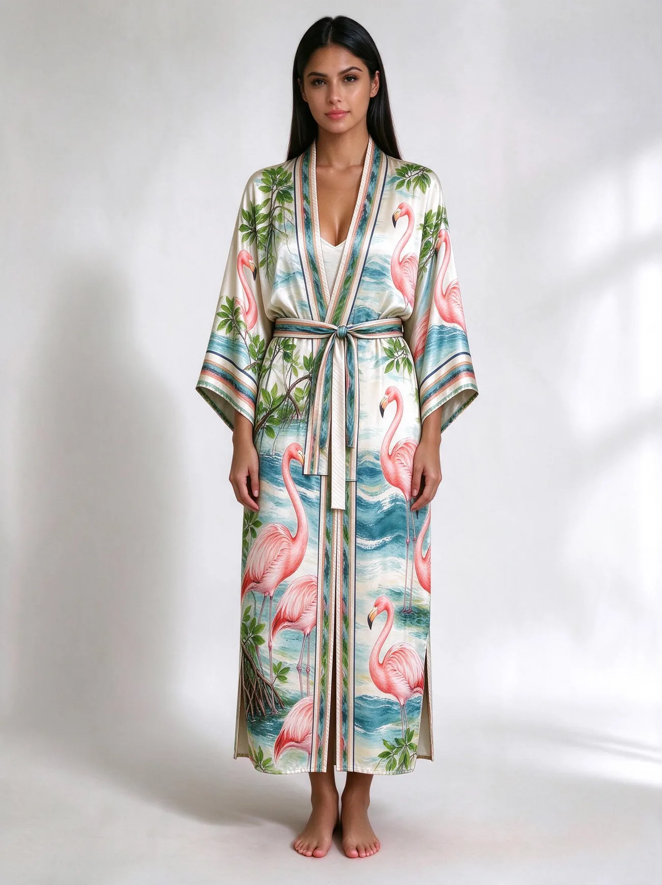 Sian Ka'an kimono, belted, worn as a dress
