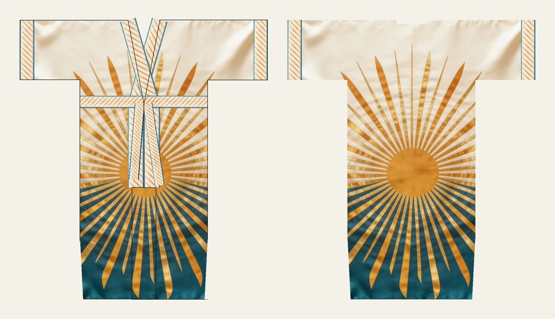 Solaro kimono, front and back, flat