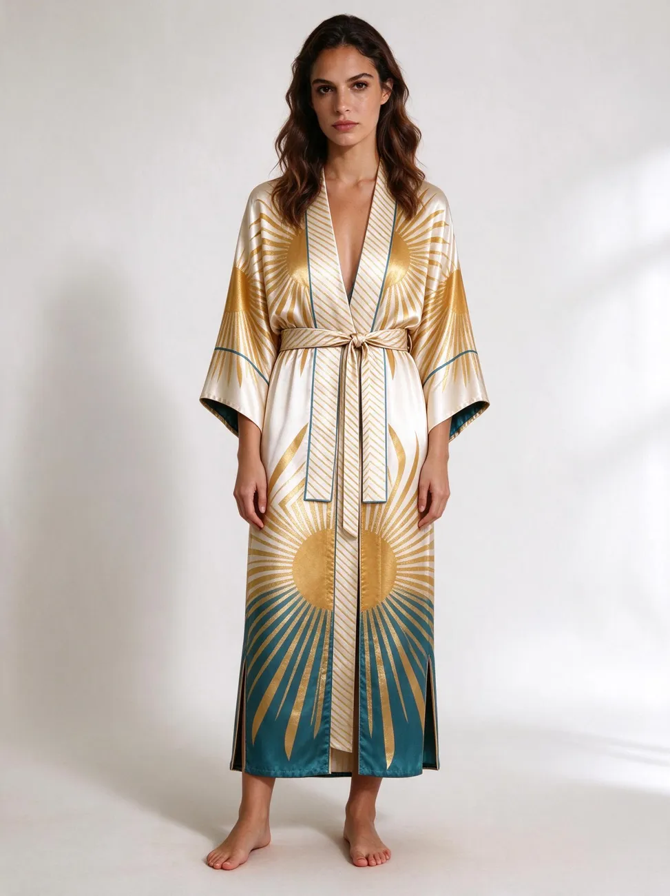Solaro kimono, belted, worn as a dress