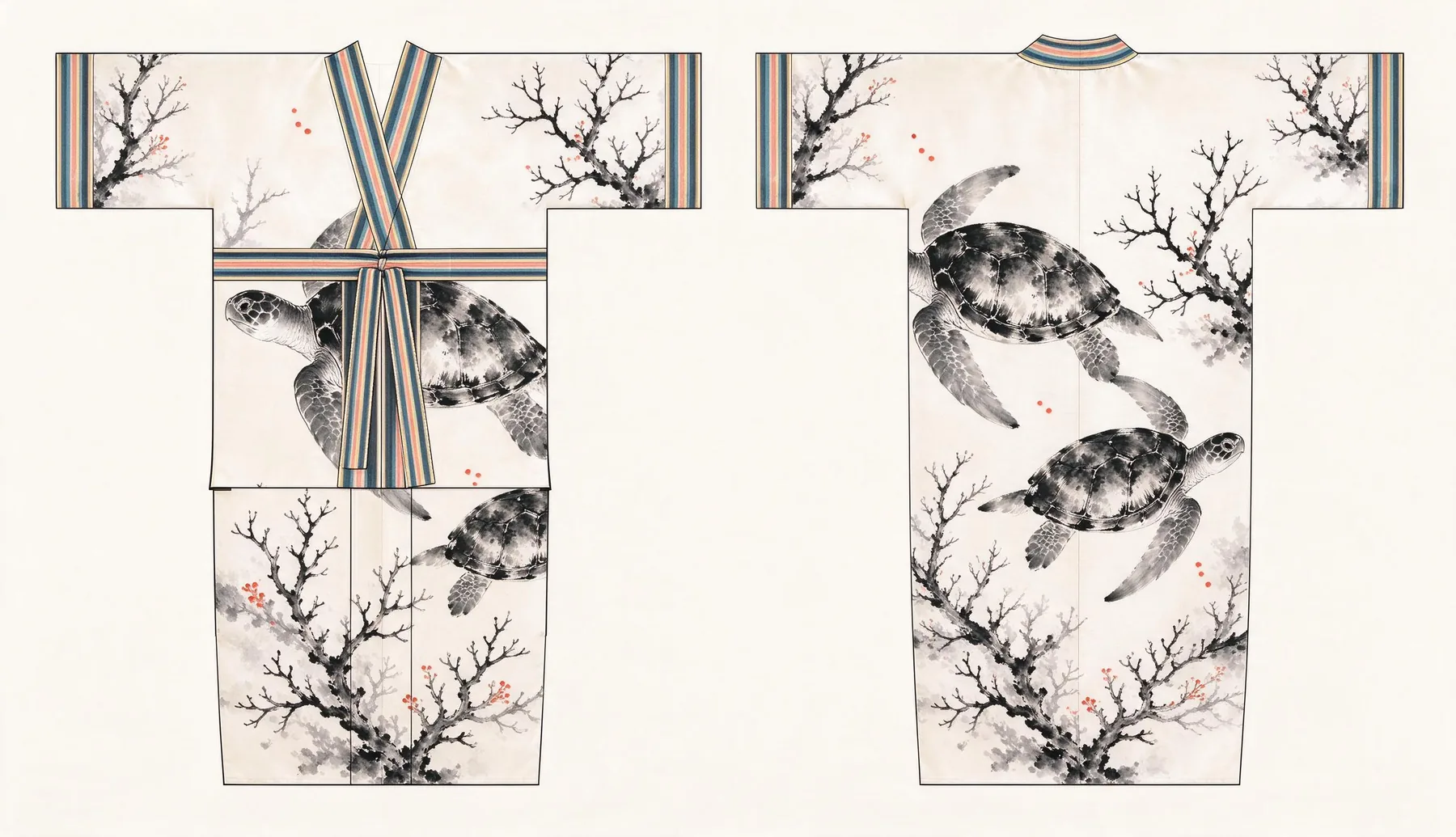 Tanikely kimono, front and back, flat