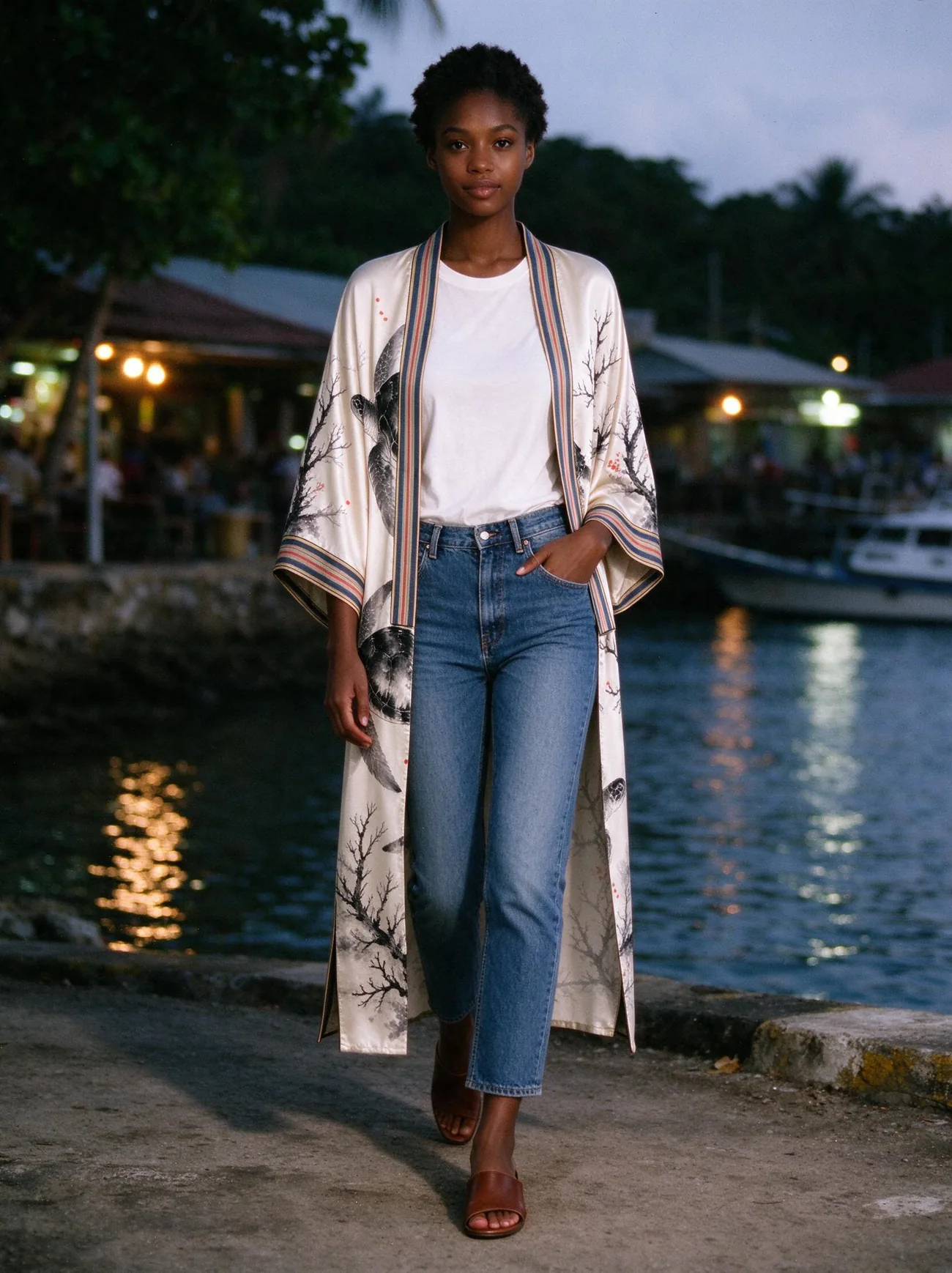 Tanikely kimono, in the evening, over jeans