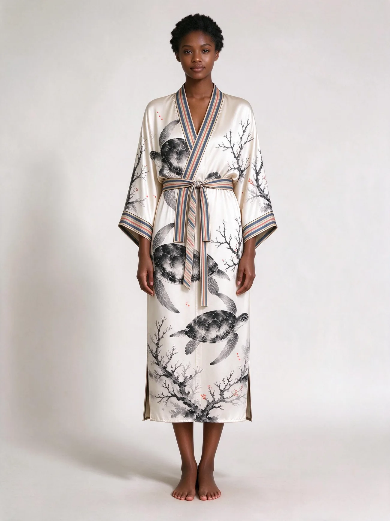 Tanikely kimono, belted, worn as a dress