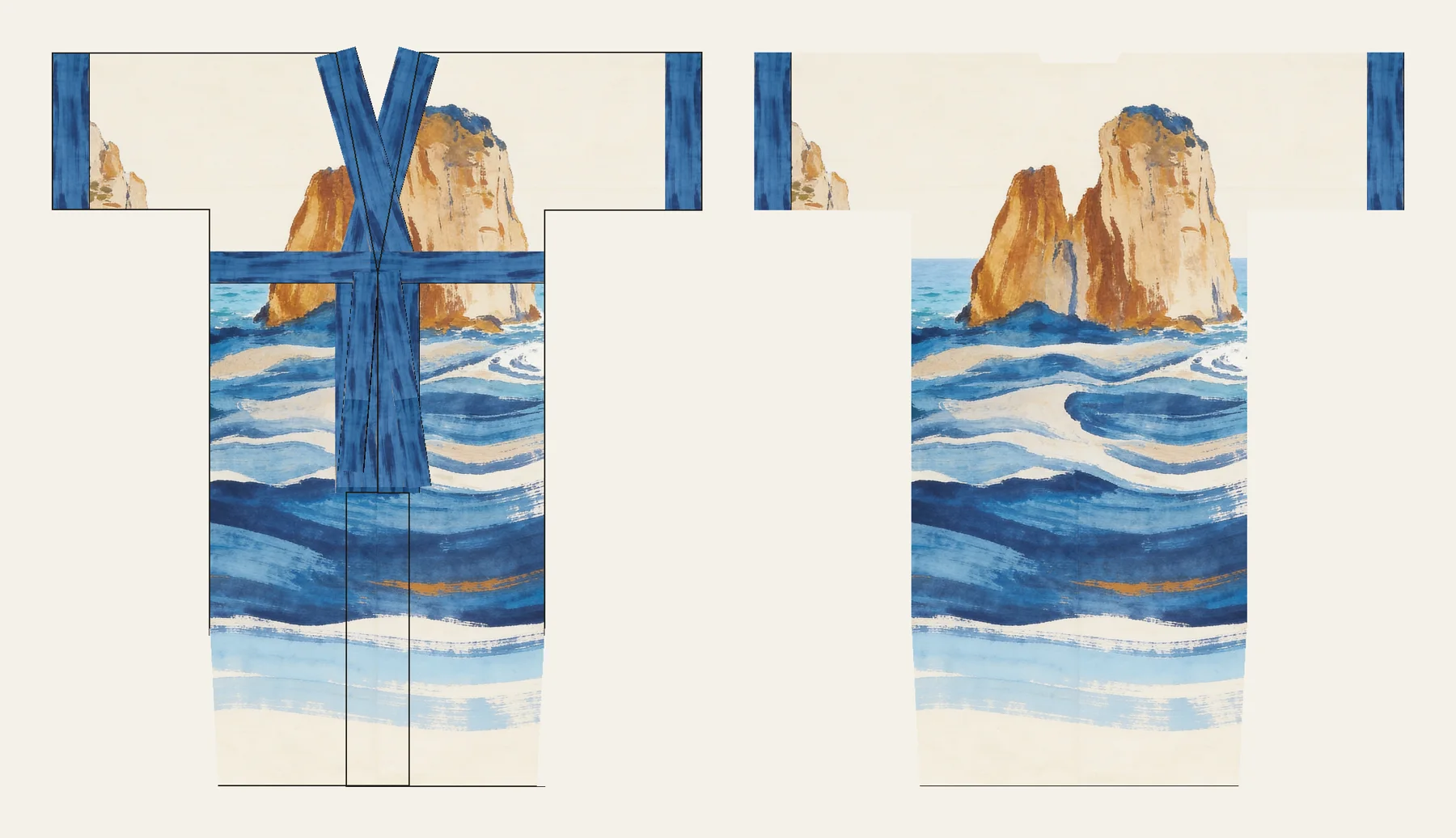 Tragara kimono, front and back, flat