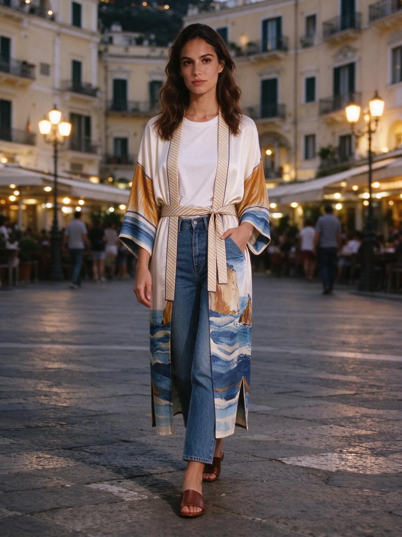 Tragara kimono, in the evening, over jeans