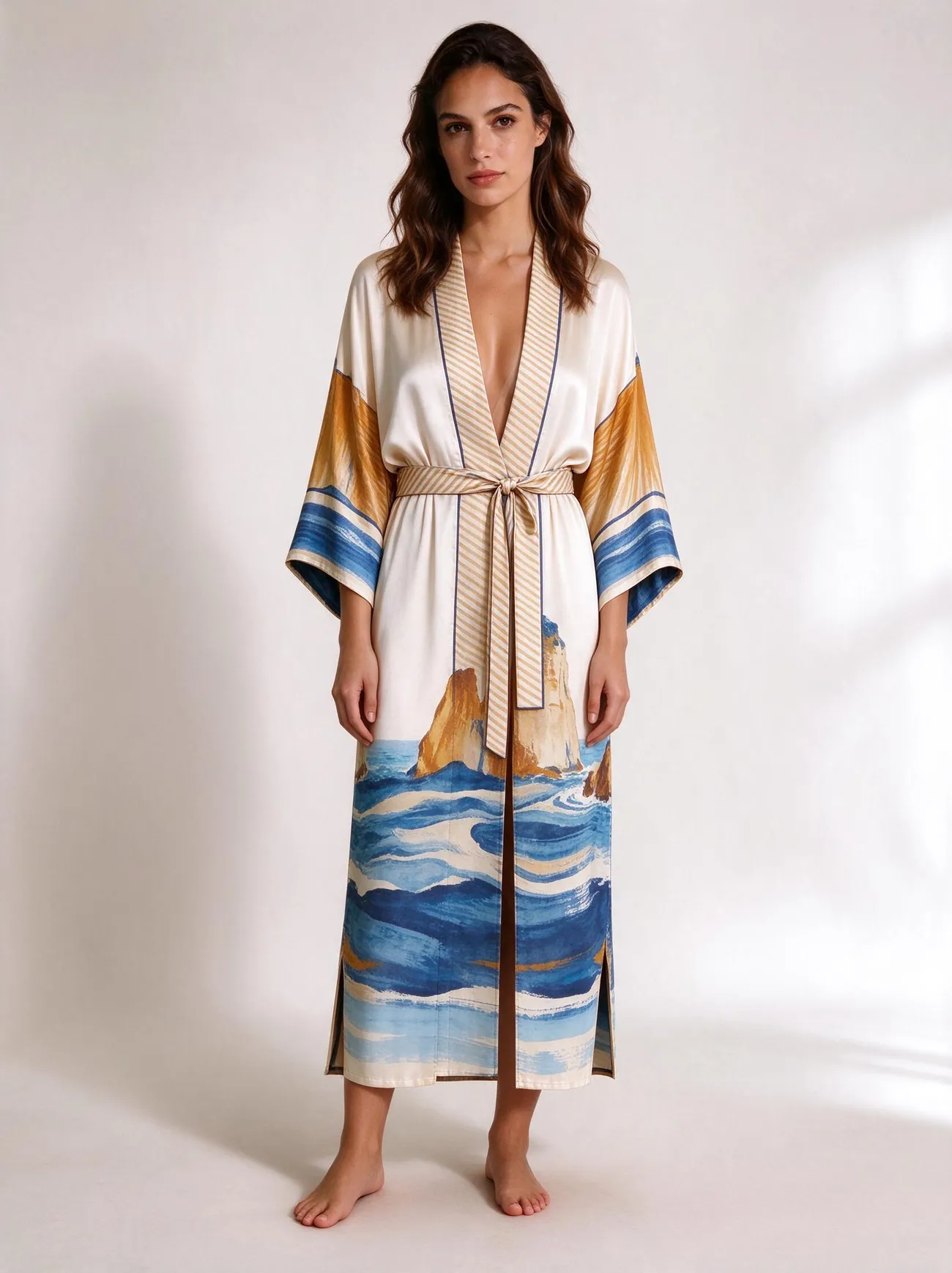 Tragara kimono, belted, worn as a dress