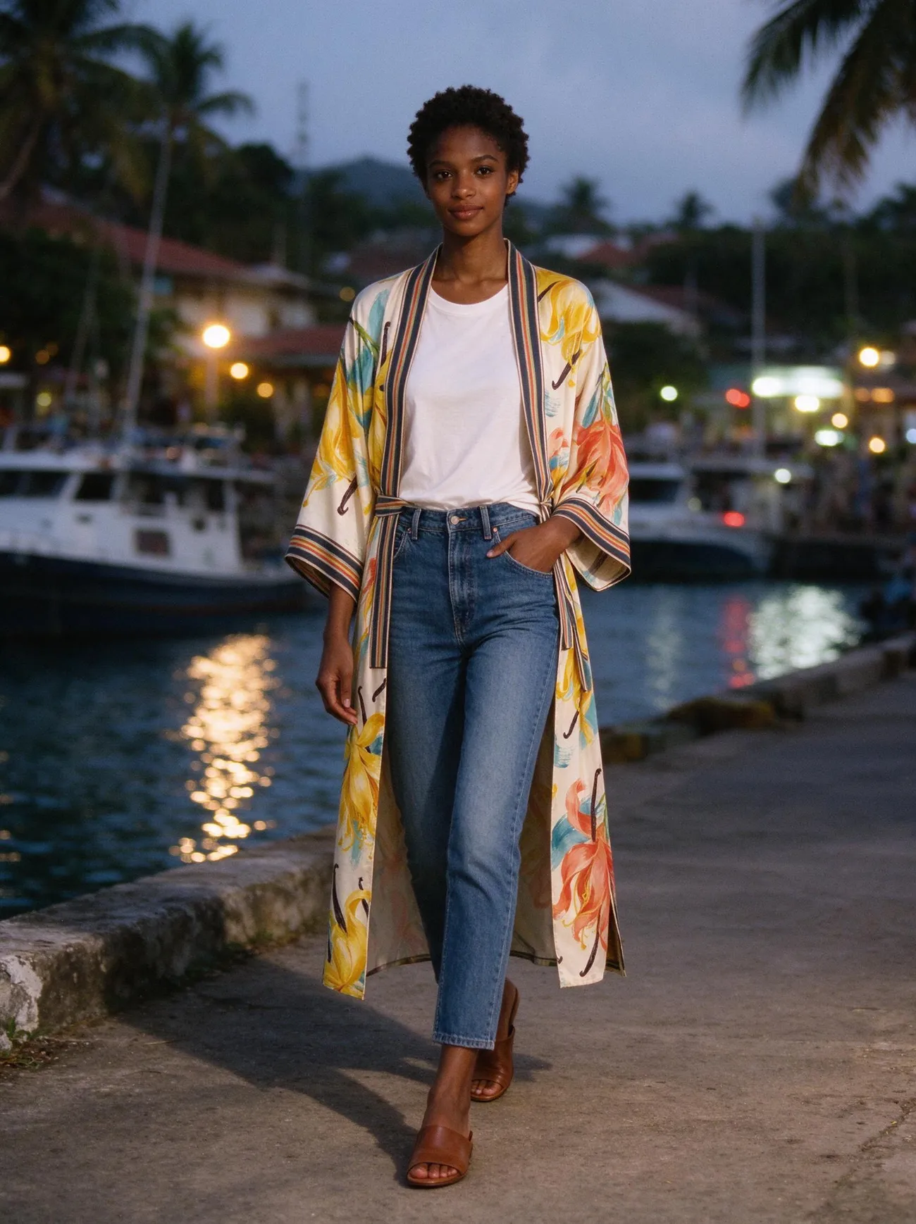 Ylang kimono, in the evening, over jeans