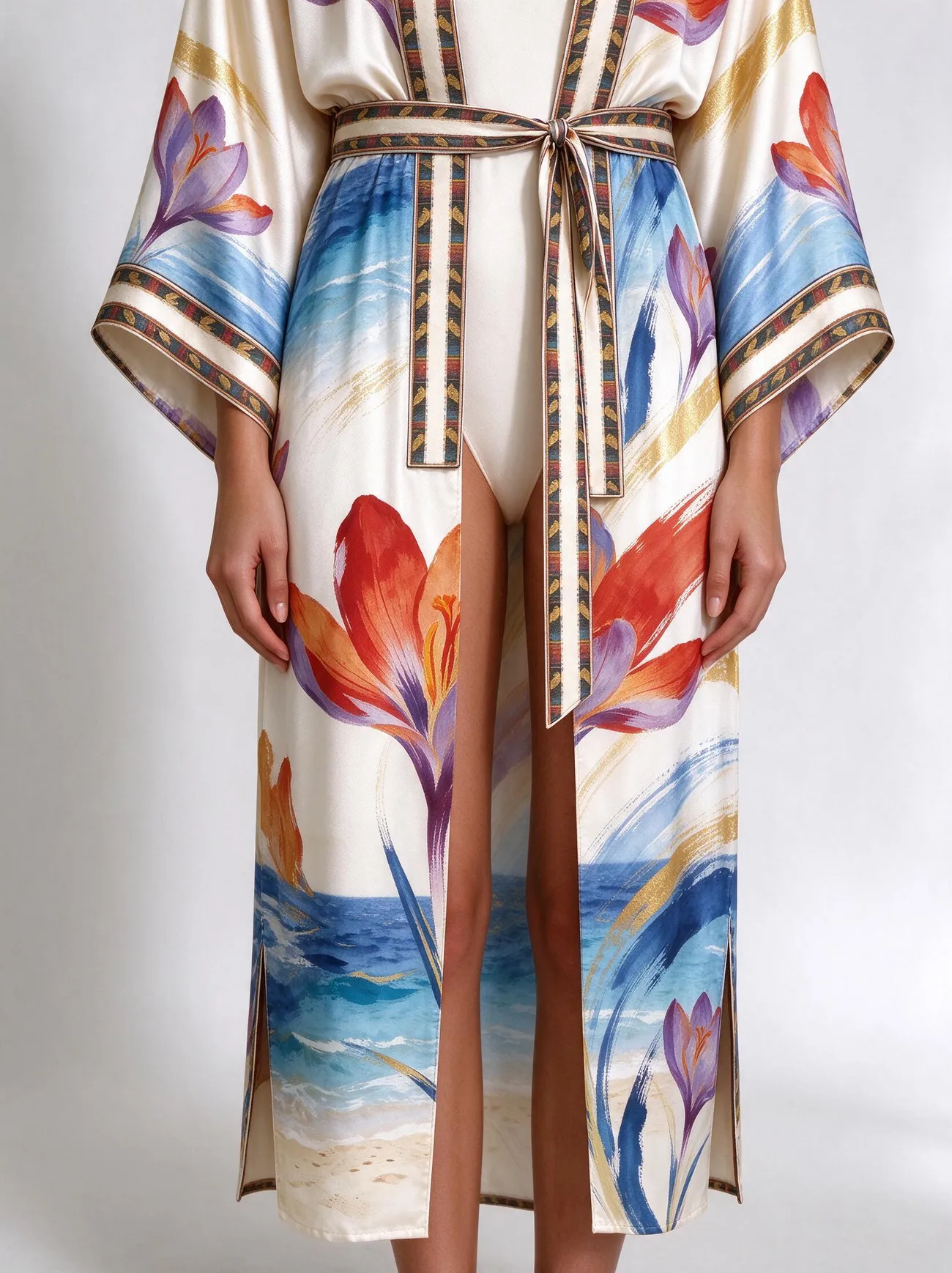 Zafaran kimono, detail: the band ends at the hip